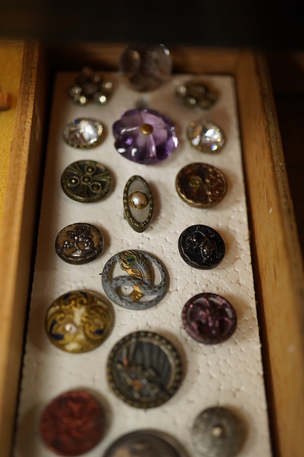 Ninety one assorted late 19th/early 20th century small buttons and studs, largest 16mm;, Condition - small paste studs teasing tarnished